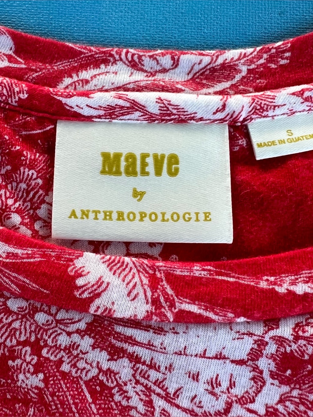 Anthropologie Coral Floral Tie-Waist Short Sleeve Top - Picture 4 of 9